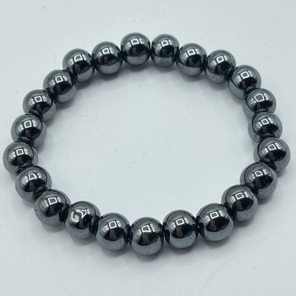 Hematite beaded bracelet 6.75” crystal healing self-esteem confidence willpower - Picture 4 of 6